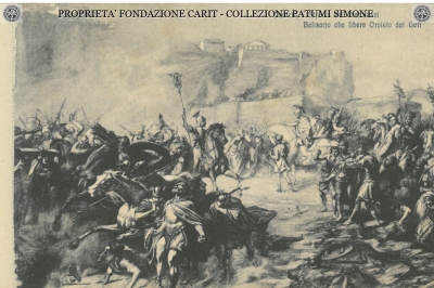 Orvieto - Sipario dei Fracassini Belisario che libera Orvieto dai Goti
