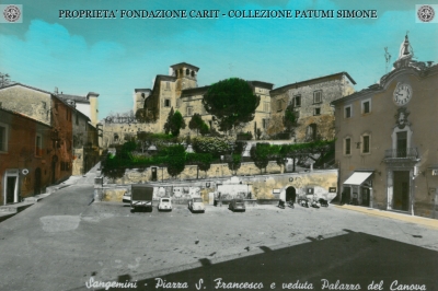 Sangemini - Piazza S. Francesco e veduta Palazzo del Canova